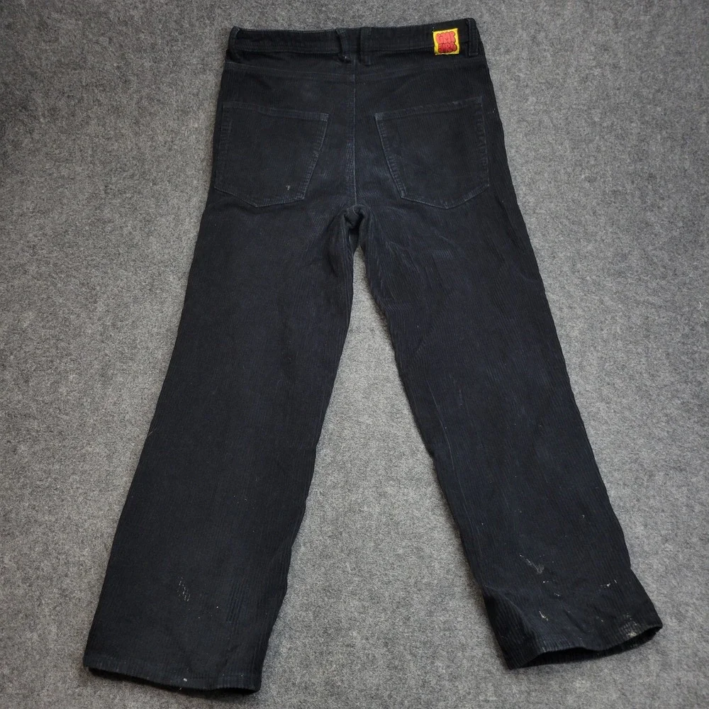 Empyre Pants Mens 30 Black Corduroy Stretch Y2K Flat Front Straight Leg Baggy